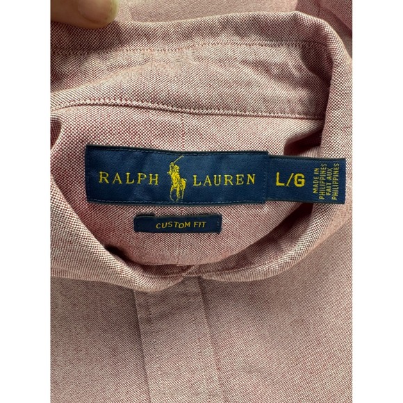 Ralph Lauren Custom Fit Oxford Button Down Shirt red Men's Large - Picture 2 of 11